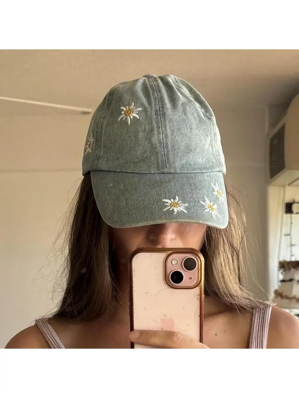 Vintage Switzerland Daisy Denim Baseball Cap